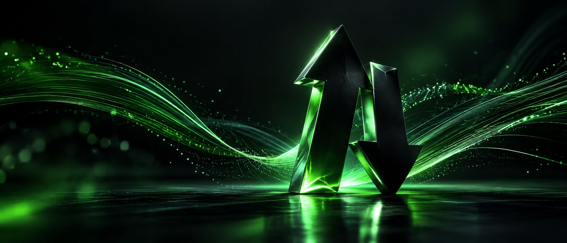 Abstract upward and downward arrow sculpture representing interest rate changes